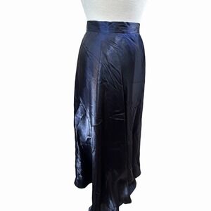 VTG Jeffrey & Dara Tom Barra Maxi Skirt A-Line Navy Satin Sz 8 Cocktail NWT